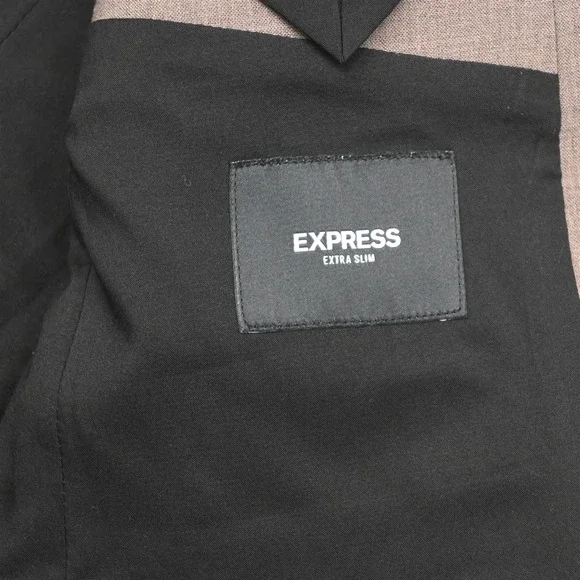 Express 38S 33x30 Brown Wool Extra Slim Soft Shoulder Mens Jacket Pants Suit